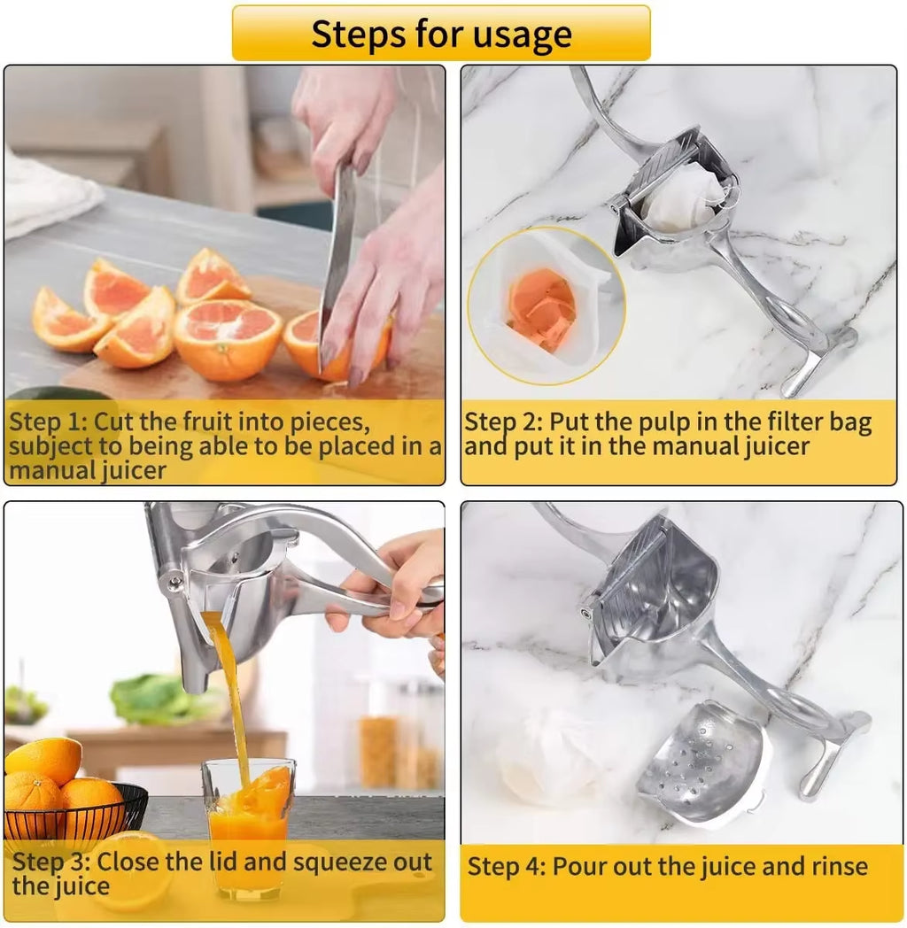 Premium Aluminum Alloy Manual Juice Squeezer – Heavy-Duty Fruit Press for Pomegranate, Orange, Lemon & Sugar Cane